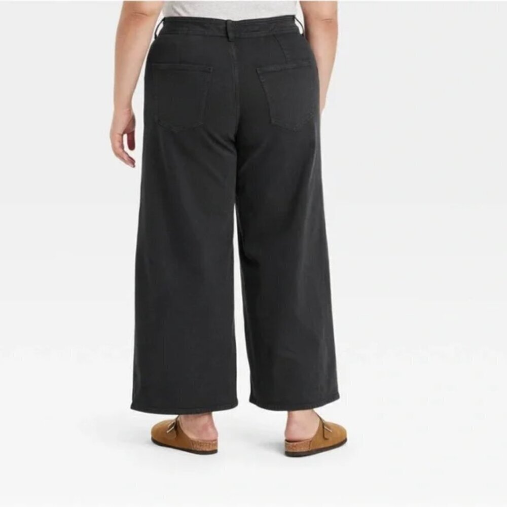 NWT - Women's Black High-Rise Sailor Wide Leg Ankle Jeans Universal Thread sz 17 - Picture 2 of 3